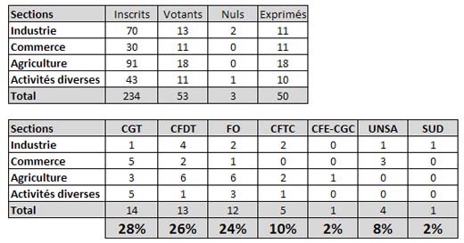 Résultat des élections prud&rsquo;homales du 3 décembre 2008 – bureau de Najac